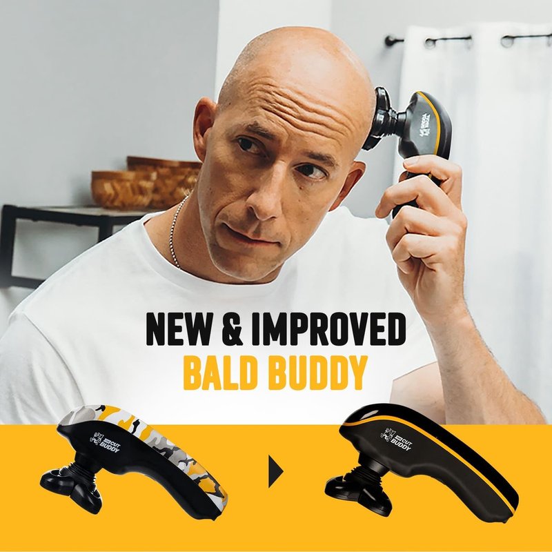 Bald Buddy Head Shaver for Men, Waterproof, Rechargeable Electric Razor, Cordless, Ergonomic Design, Battery & Cleaning Indicator, The Cut Buddy