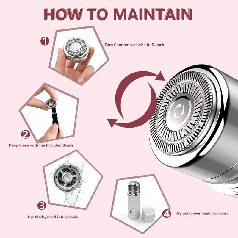 Painless Facial Hair Removal for Women, Electric Face Shaver, Portable Peach Fuzz Trimmer for Lip, Chin & Cheeks, USB-C Rechargeable 90 Mins Cordless Shaver, Gentle for Sensitive Skin (Rose Gold)