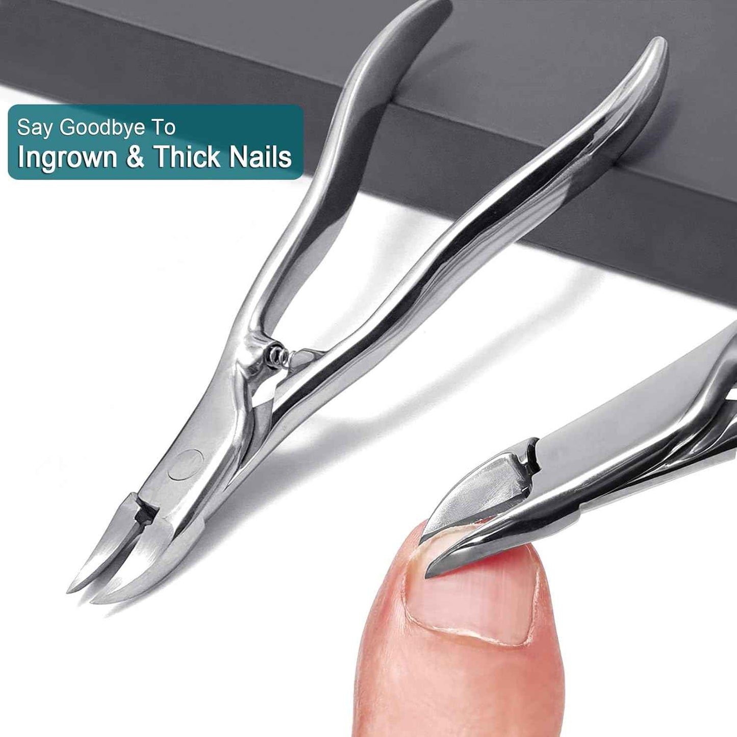 Heavy Duty Wide Jaw Nail Clippers Set - 3 Long Handle Tools for Toenails & Fingernails