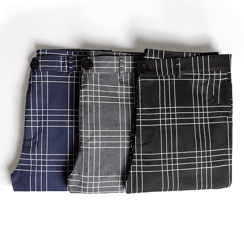 Men's Slim Fit Dress Pants Plaid Stretch Slacks Business Casual Pants