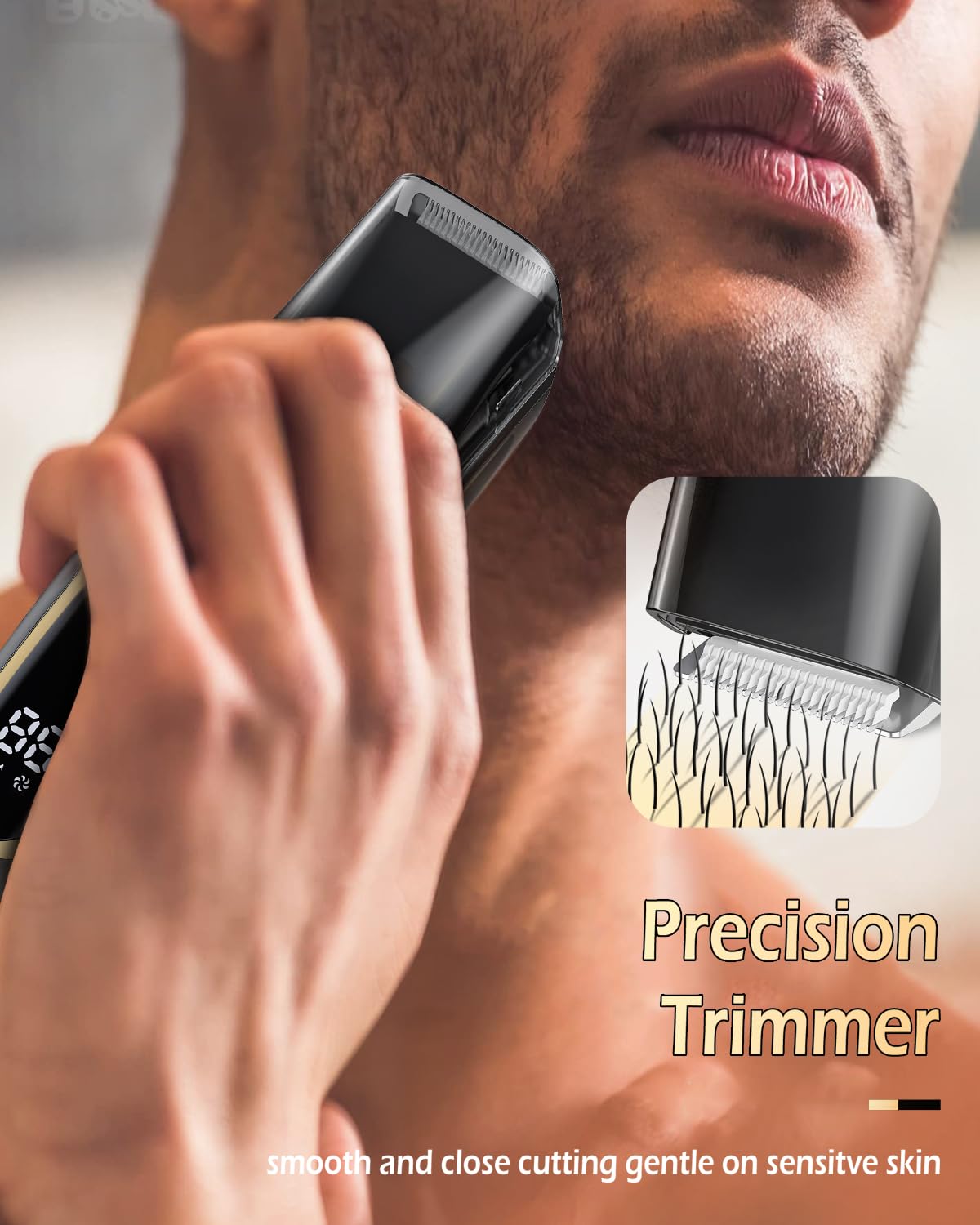 ENSSU Beard Trimmer for Men Vaccum, Rechargeable Electric Men Beard Trimmers with 2 Combs, 1-20mm Adjustable Length Dial, Waterproof Cordless Mustache Trimmer for Face, Stubble