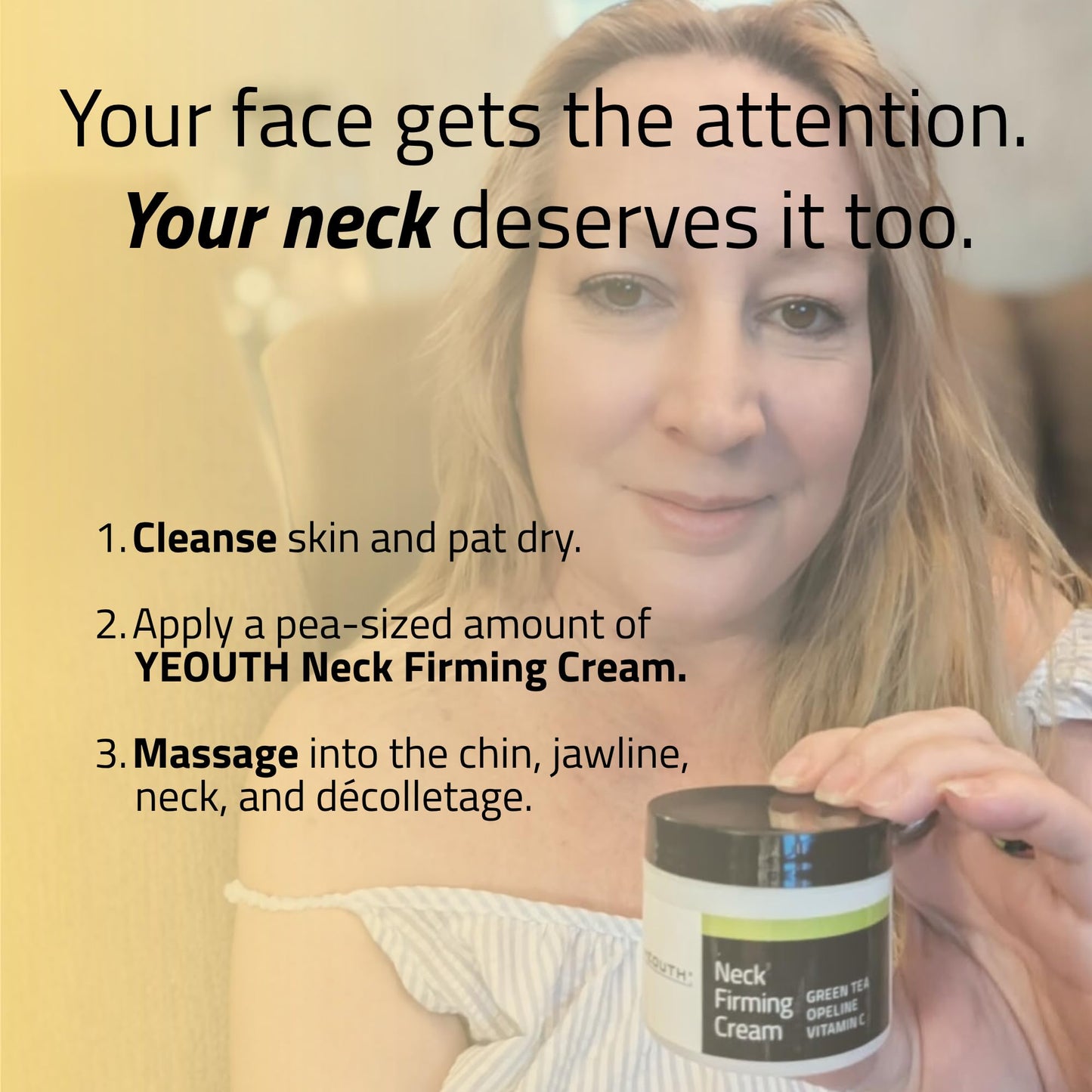YEOUTH Neck Firming Cream with Vitamin C and Peptides, Neck Cream for Tightening and Firming Chest, Décolleté, Double Chin, Turkey and Crepey Skin