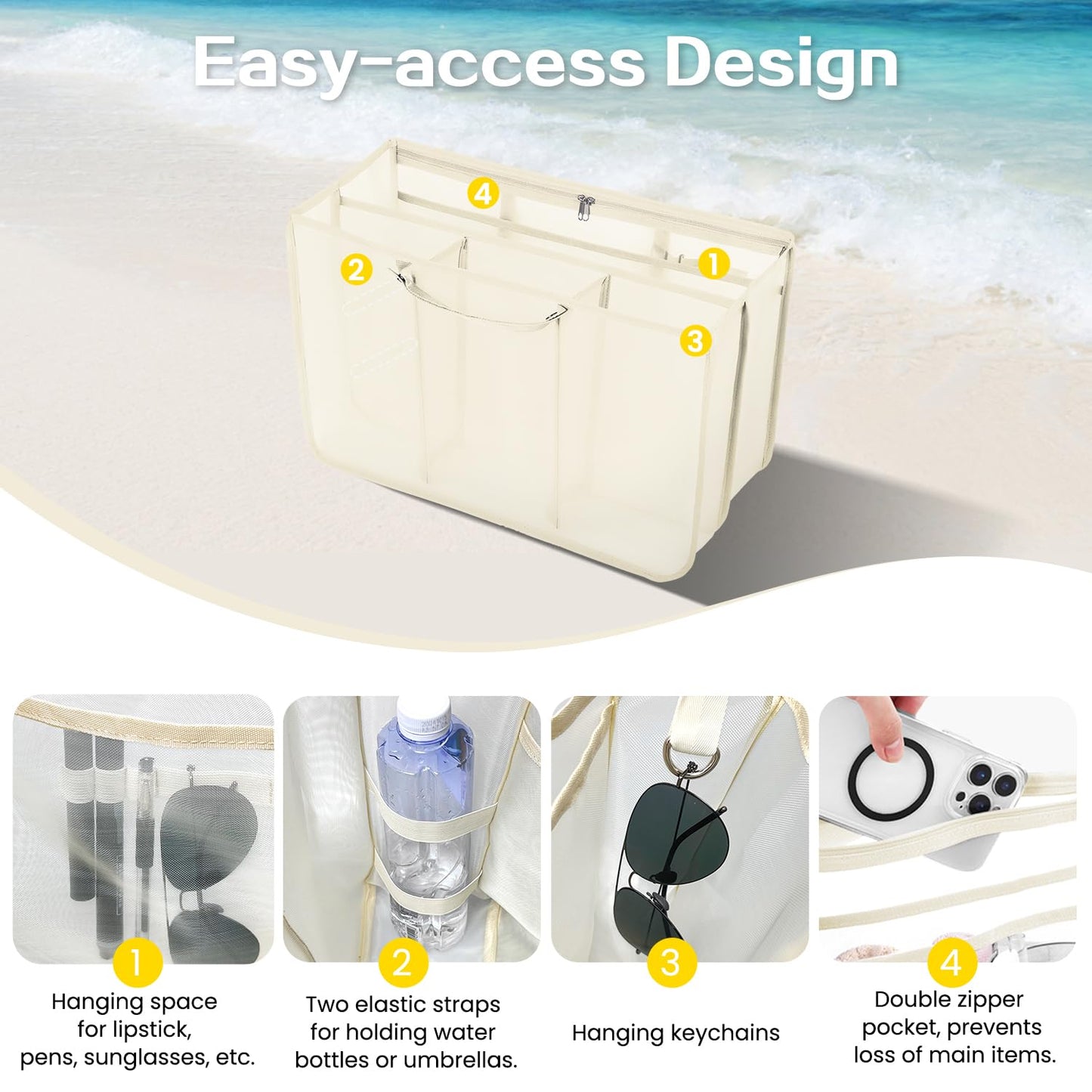 XYFuuee Beach Bag Organizer Insert Divider for Medium Bogg Bag Accessories