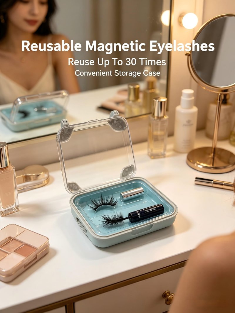 Amzmam Magnetic Eyelashes Natural Look,Magnetic Eyelashes and Eyeliner Kit,Natural Magnetic Lashes,Waterproof, Long Lasting, Easy Apply. (Black-12)
