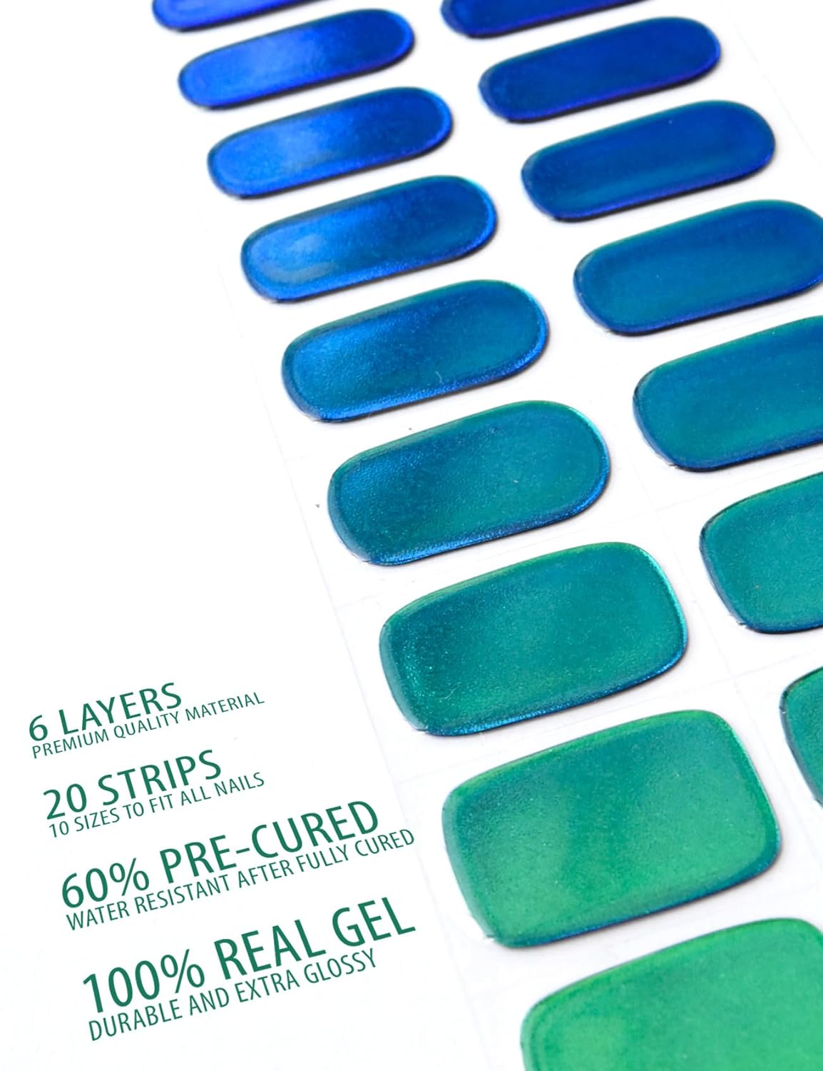 Semi Cured Gel Nail Strip Starter Kit - 60 Nail Stickers, UV Lamp & Tools for Salon Quality Christmas Nails