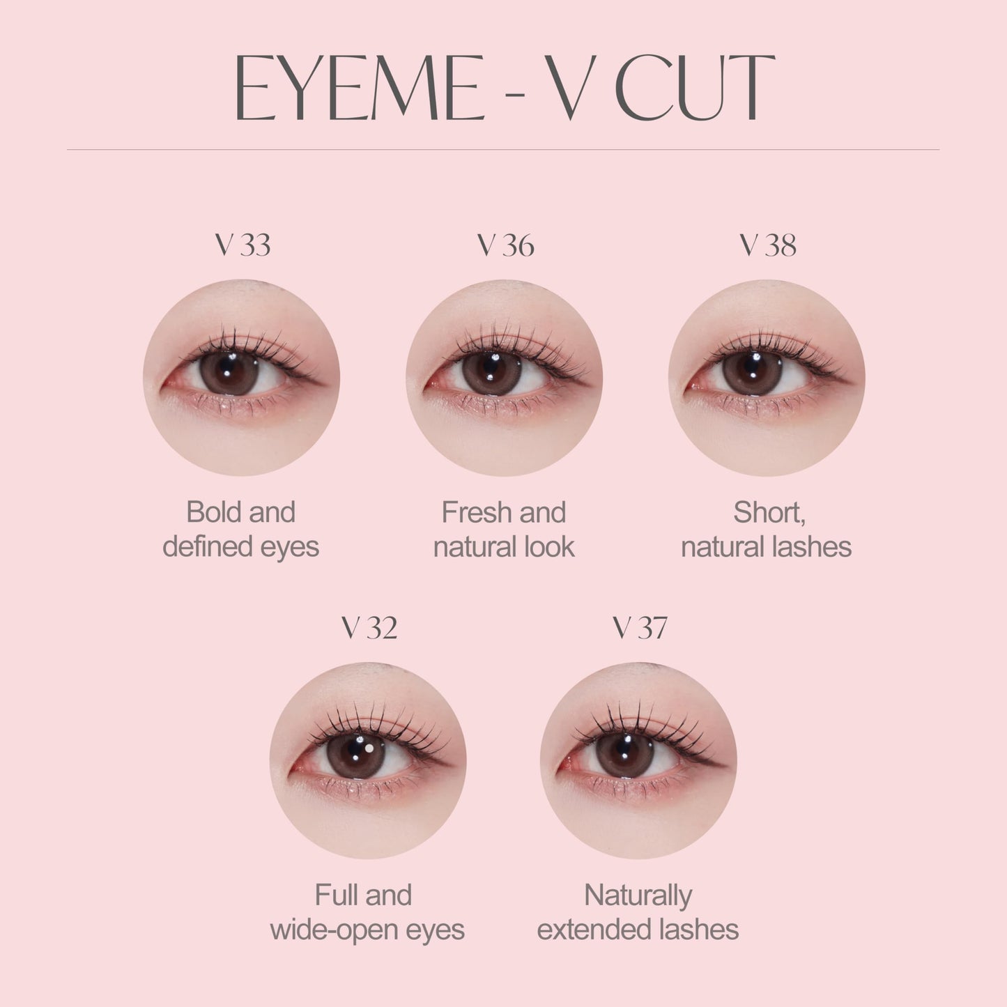 EYEME Cutting Eyelash NO.V32 – 5 Set Pack, Customizable Cluster Lashes with Layered Short & Long Fibers for a Soft, Romantic Look, Lightweight & Flexible, K-Beauty