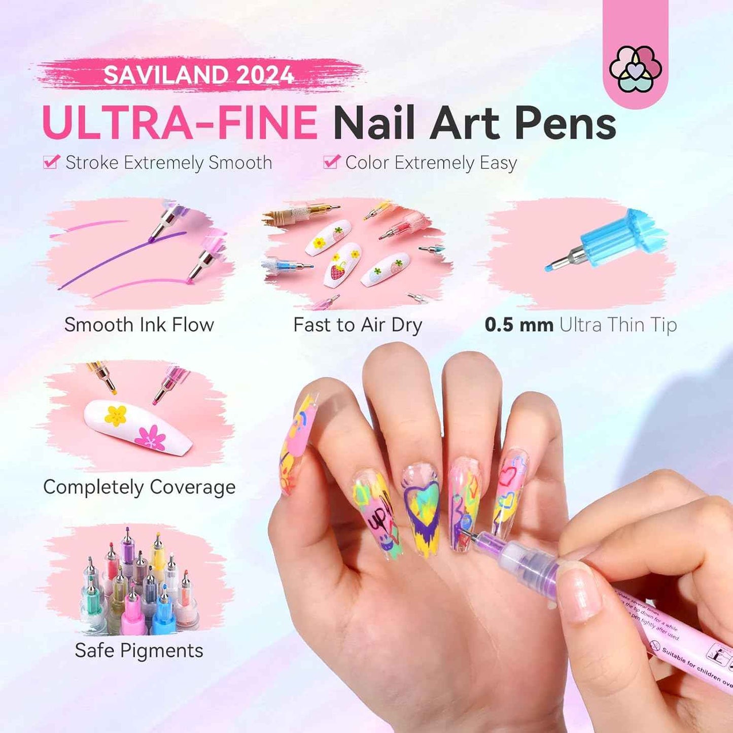 Nail Art Supplies Kit with 12 Color Nail Polish Pens & PU Leather Organizer Bag - Includes Nail Lamp & Manicure Tools