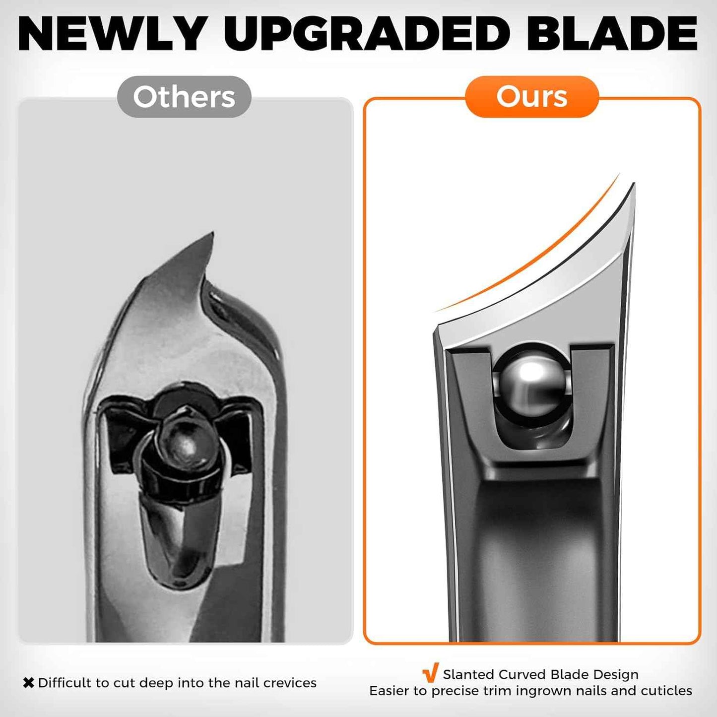 Thick Toenail Clippers for Men & Seniors - Wide Opening Ingrown Nail Cutter with Catcher