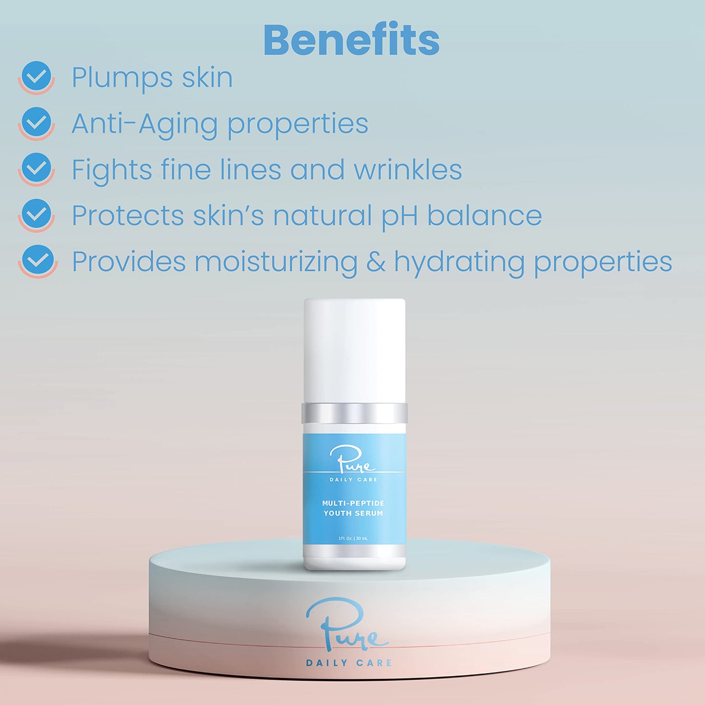 Multi-Peptide Youth Serum - Moisturizing Anti Aging Advanced Peptide Serum Targets Wrinkles Fine Lines Firming