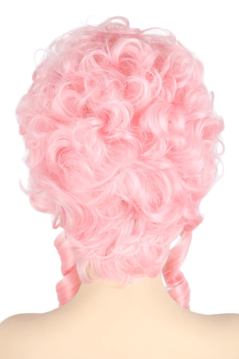 Topcosplay Pink Powdered Beehive Drag Queen Wig for Women Girl Bouffant Baroque Renaissance Wigs Short Curly