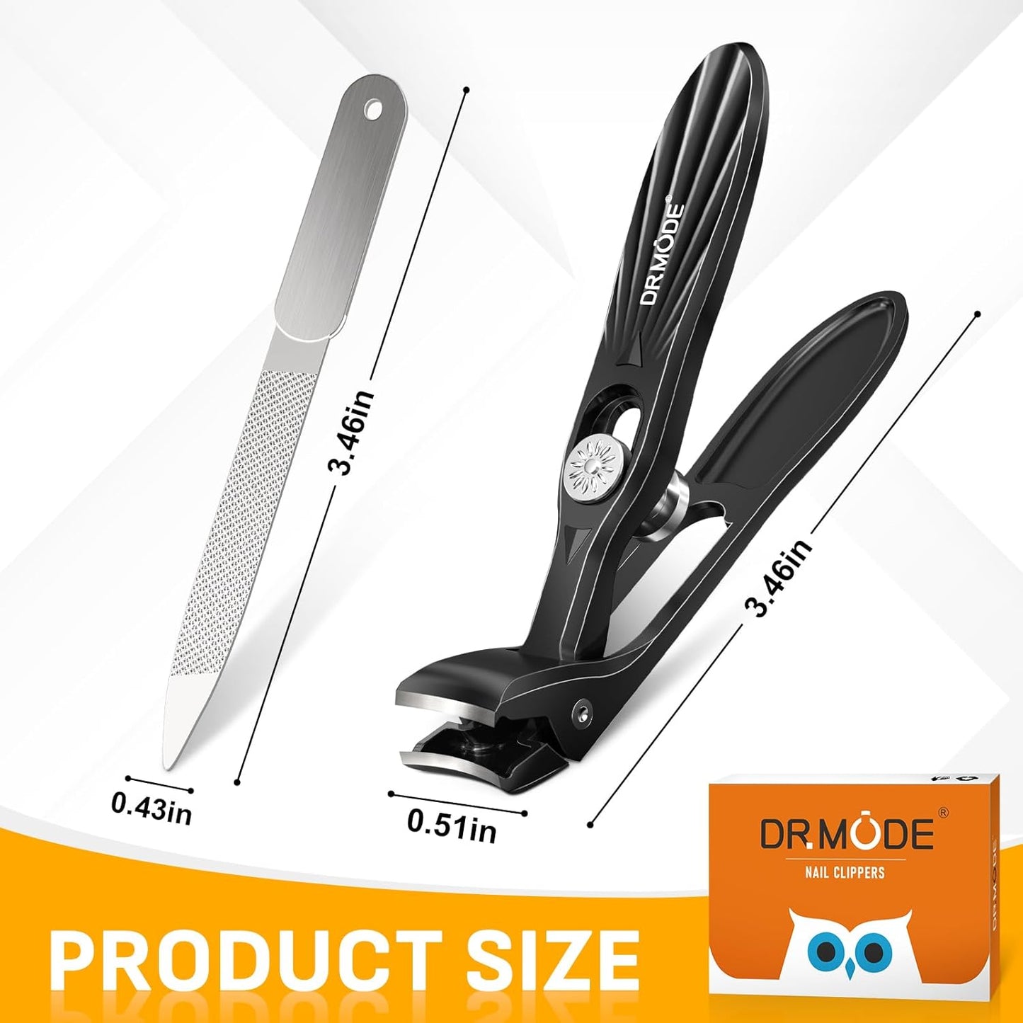 Nail Clippers for Thick Nails - Heavy Duty Angled Head Toenail & Fingernail Clipper with Catcher | Long Handle, Black