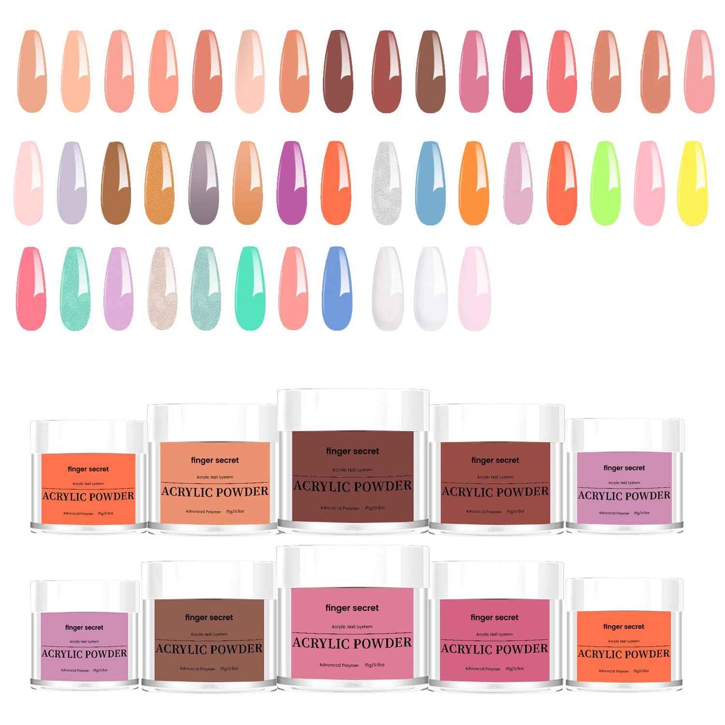 43 Colors Acrylic Nail Powder Set - Long-Lasting, Superior Adhesion for Nail Art & Crafts