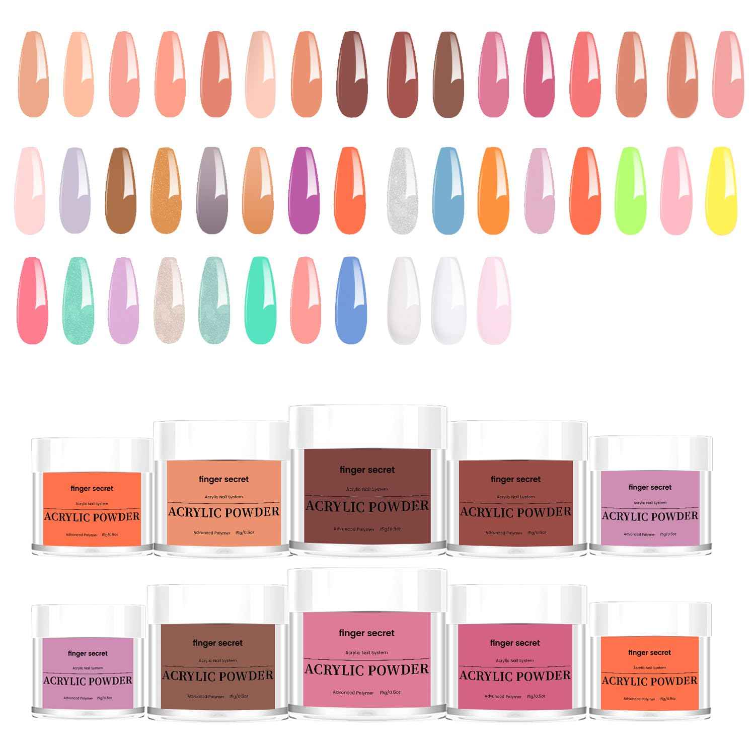 43 Colors Acrylic Nail Powder Set - Long-Lasting, Superior Adhesion for Nail Art & Crafts