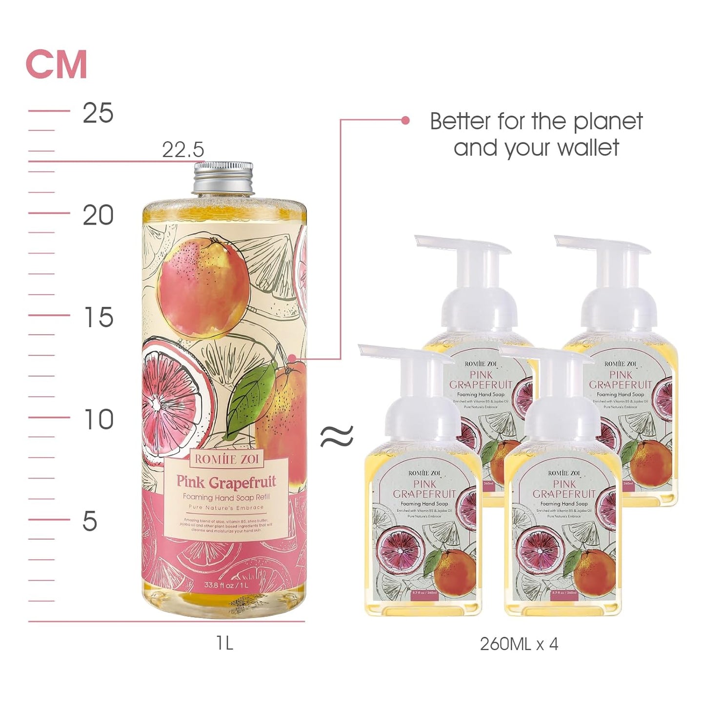 Tomato Vine Foaming Hand Soap Refill Set – 3 Pack (33.8 Fl Oz Each) – Chemical-Free & Moisturizing with Refillable Dispenser for Kitchen & Bathroom