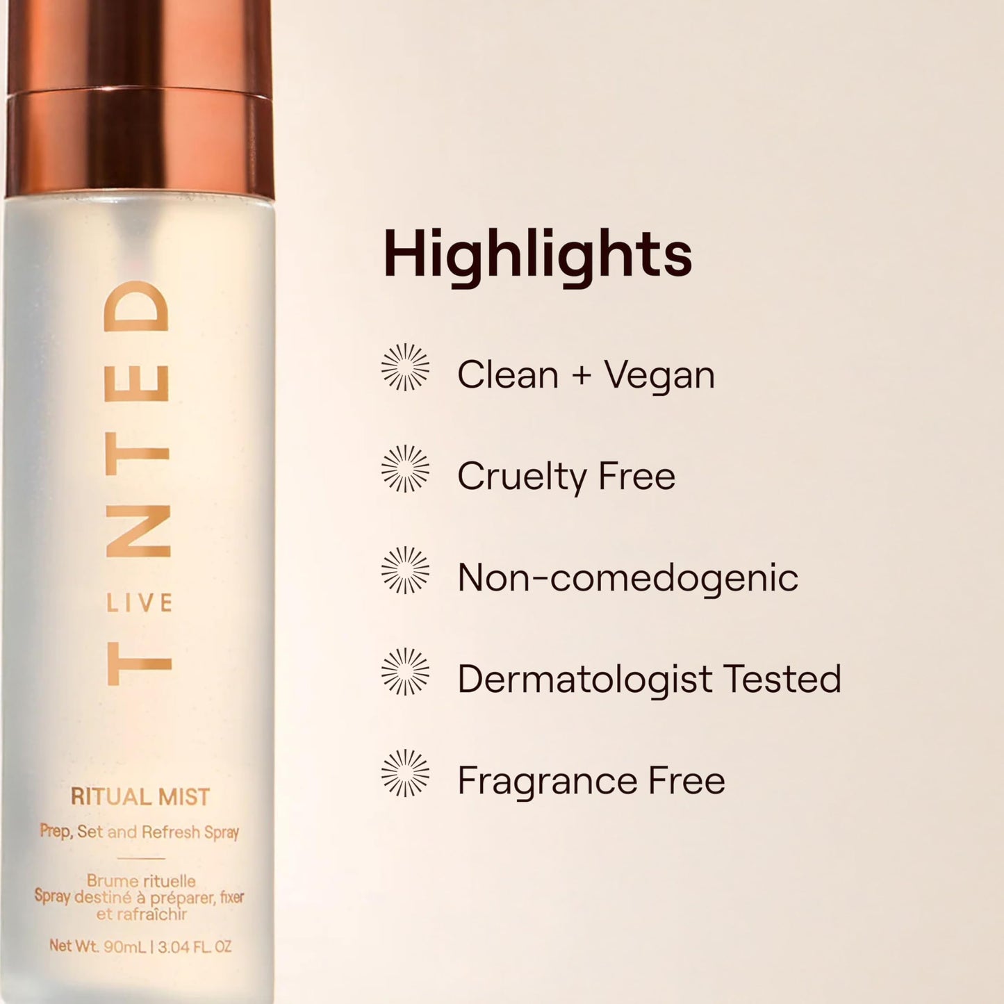 Live Tinted Ritual Mist Prep, Set, and Refresh Makeup Setting Spray - Long-Lasting Finish for Up to 16HR Wear - Lightweight and Waterproof Formula