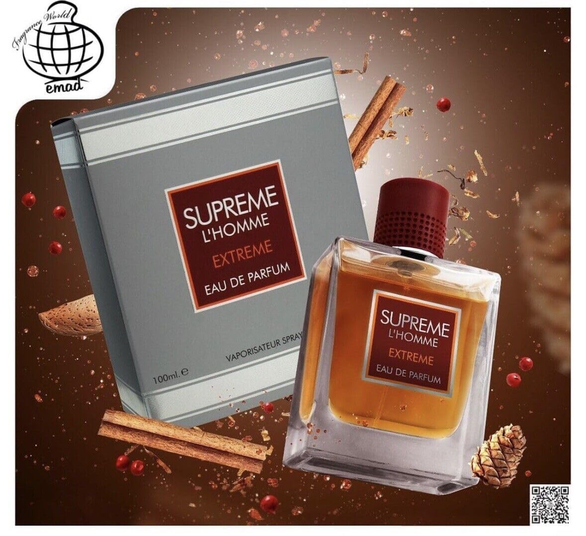 Fragrance World Supreme L'Homme Extreme for Men Eau de Parfum Spray, 3.4 Ounce