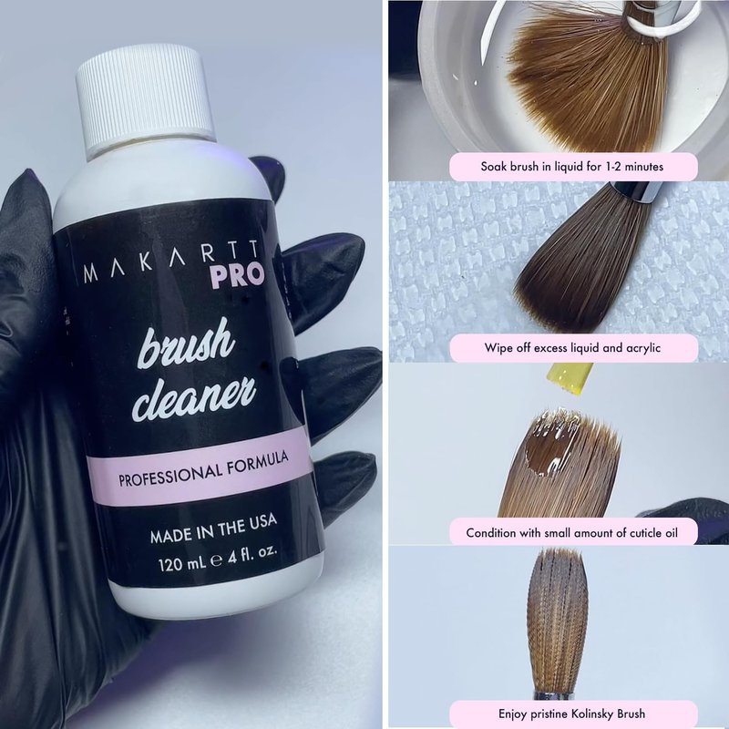 MakarttPro Kolinsky Acrylic Nail Brush Size 10 – 100% Pure Kolinsky Hair Nail Brush for Acrylic Application, Professional Nail Brush for Smooth Bead Control, Anti-Clogging, Acetone Resistant Handle