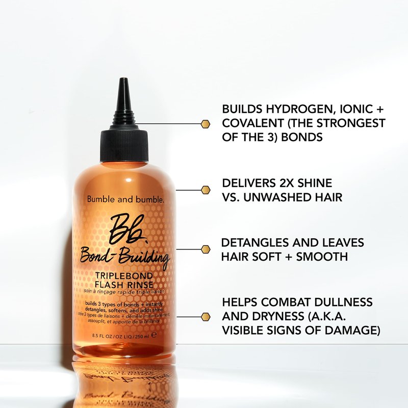 Bumble and bumble. Bond-Building TripleBond Flash Rinse For Damaged Hair | Strengthens and Adds 2x Shine | For Damaged Fine to Medium Curly, Wavy, Straight Hair Types, 8.5 Fl Oz