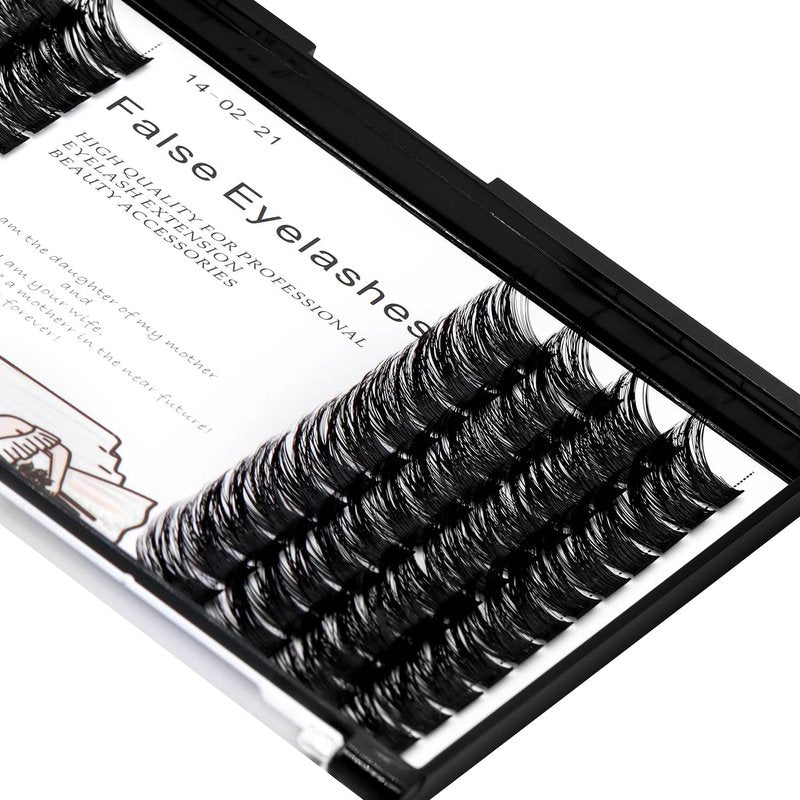 Bodermincer 84 Clusters D Curl Wide Cluster False Eyelash Volume Lashes Natural Eyelashes Set DIY Eyelash Extension 3D Effect Glue Bonded Band Individual Lash Home Eyelash Extension (10MM)