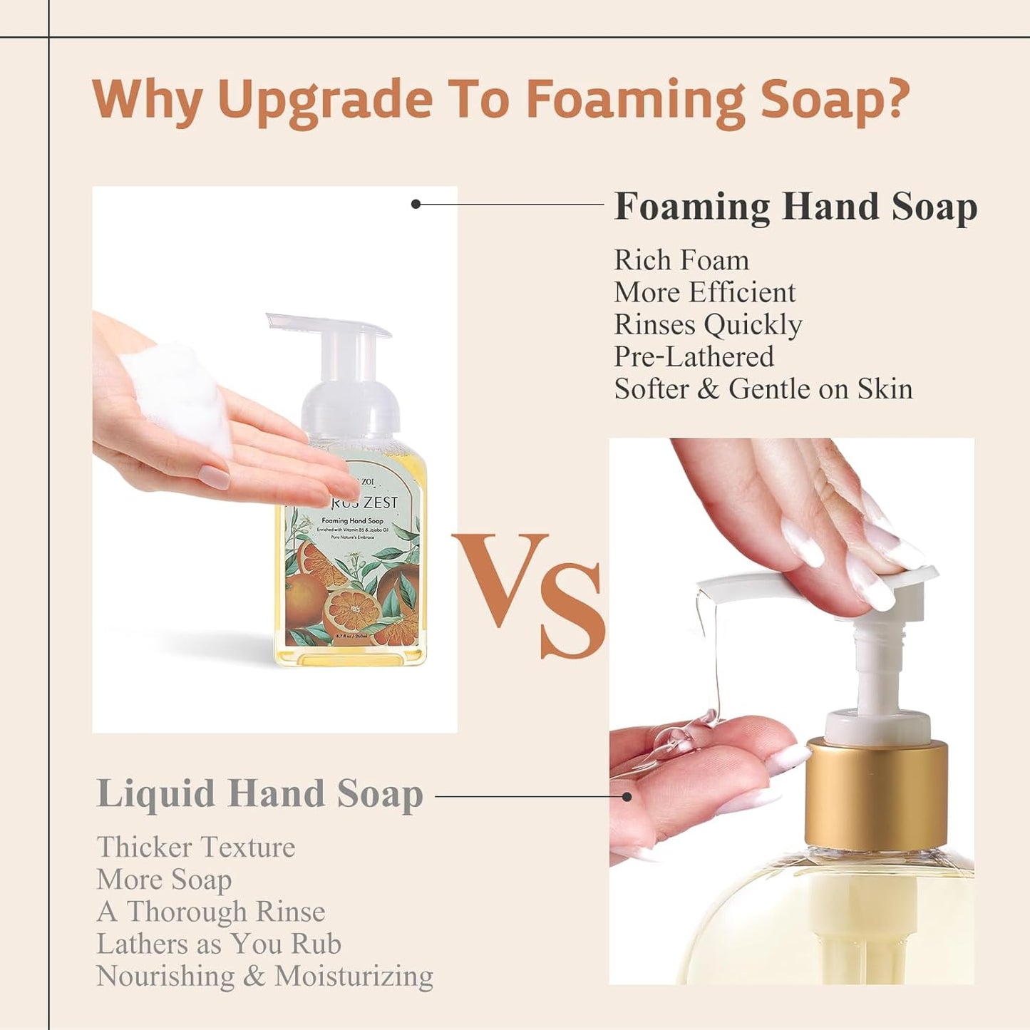 Tomato Vine Foaming Hand Soap Refill Set – 3 Pack (33.8 Fl Oz Each) – Chemical-Free & Moisturizing with Refillable Dispenser for Kitchen & Bathroom