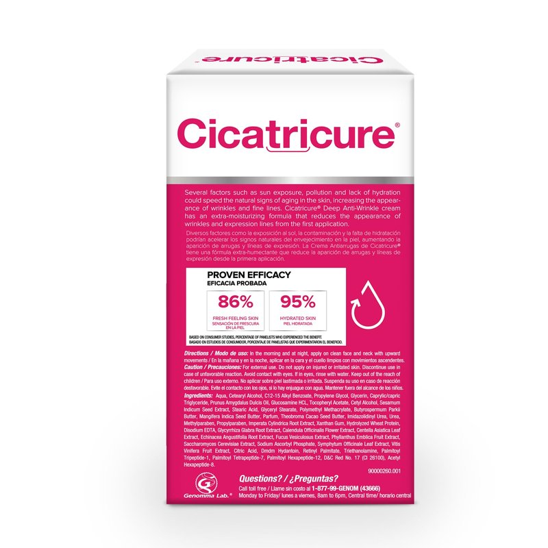 Cicatricure Deep Anti-Wrinkle Face & Neck Cream, Reduces the Appearance of Wrinkles from 1st Use, Face Moisturizer, Anti-Aging Cream, Non-Greasy Wrinkle Cream for Women, Neck Cream, 2.1 Ounces-2 Pack