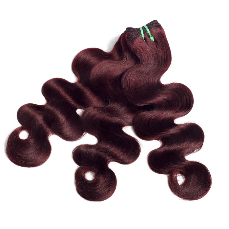 HERMOUS 13A Double Drawn 99J Dark Burgundy Human Hair Bundles Body Wave, Double Lifespan Than Regular Bundle Keep Silky & Soft After Washes Colored #99J Wine Single Bundles Raw Hair Quick Weave 12 IN