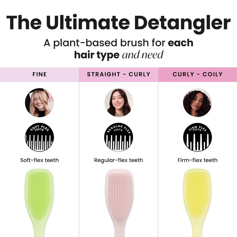 Tangle Teezer Plant-Based Ultimate Detangler Brush, Dry & Wet Hair Brush, Eliminates Knots & Reduces Breakage for Curly to Coily, 3C to 4C Hair Types, Pastel Yellow