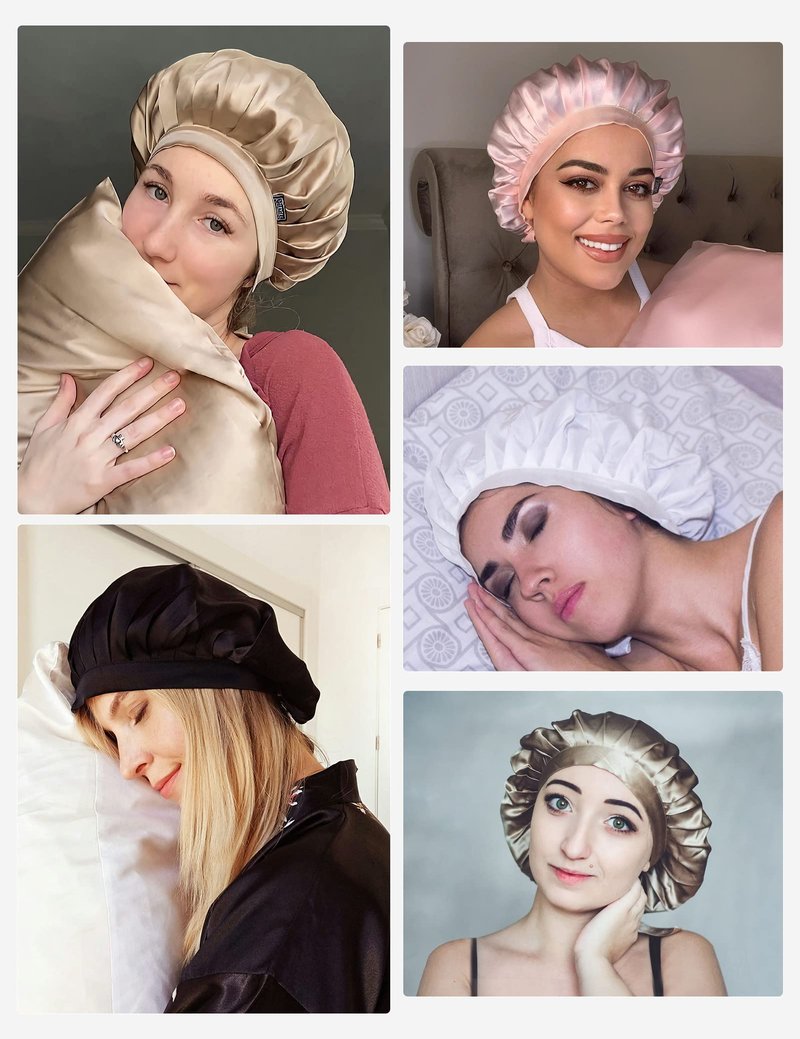 LILYSILK 100% Mulberry Silk Bonnet, 19 Momme Silk Night Sleep Cap Adjustable Hair Wrap for Sleeping, Ivory