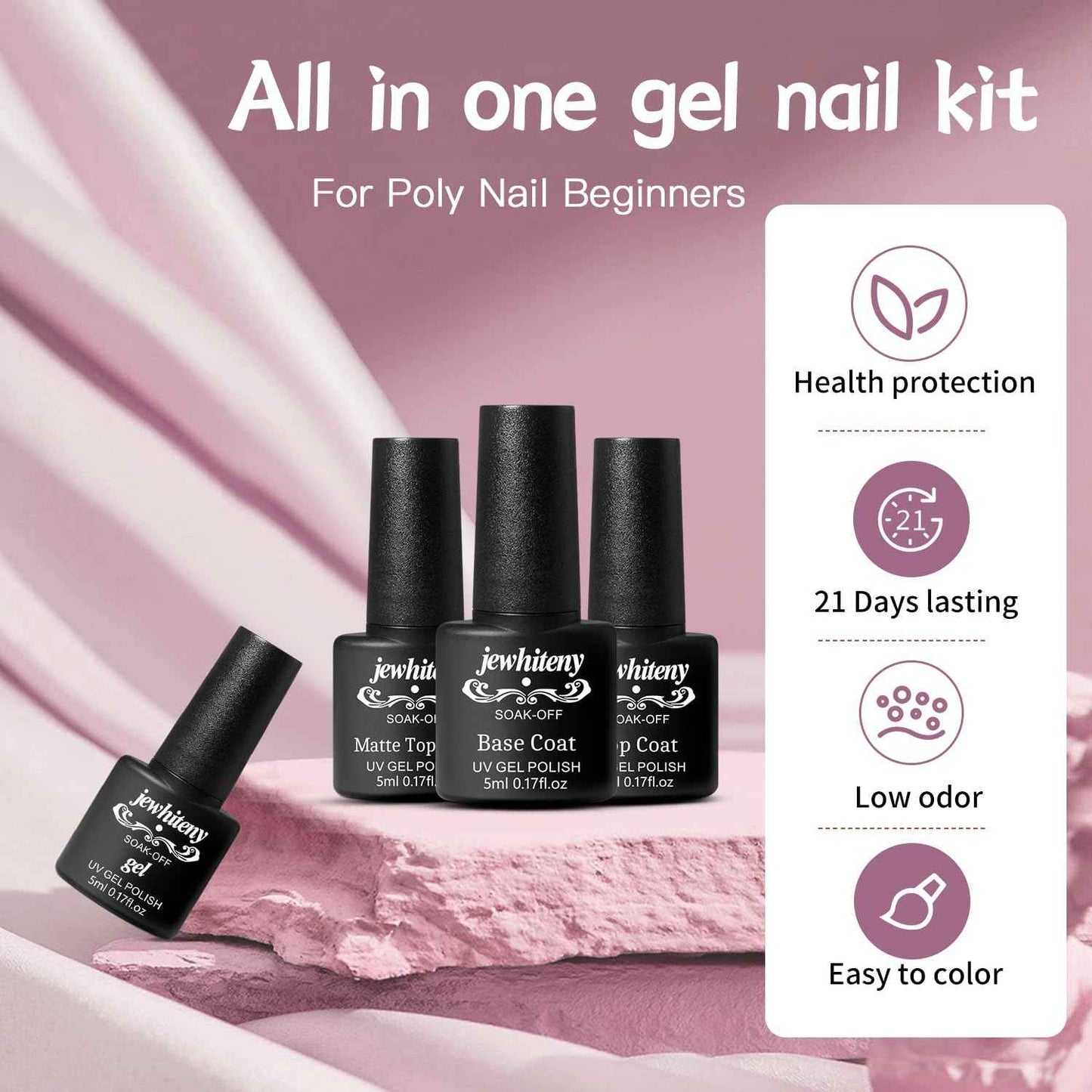 27-Color Gel Nail Polish Kit with UV LED Lamp & 10ML Nail Remover – JEWHITENY