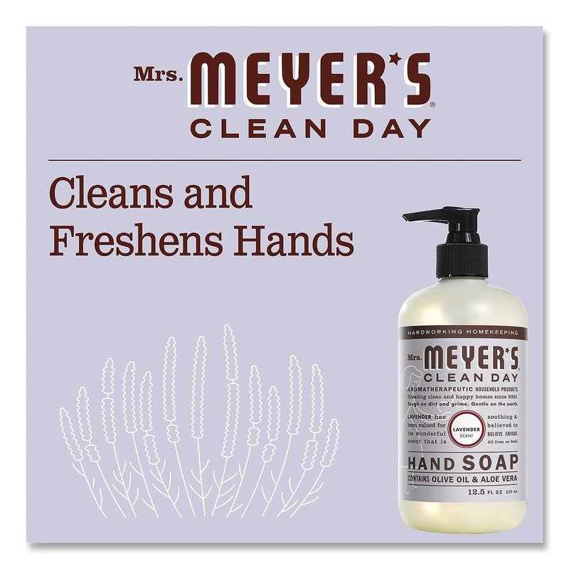 MRS. MEYER'S CLEAN DAY Hand Soap, Made with Essential Oils, Lavender, 12.5 fl. oz - Pack of 6