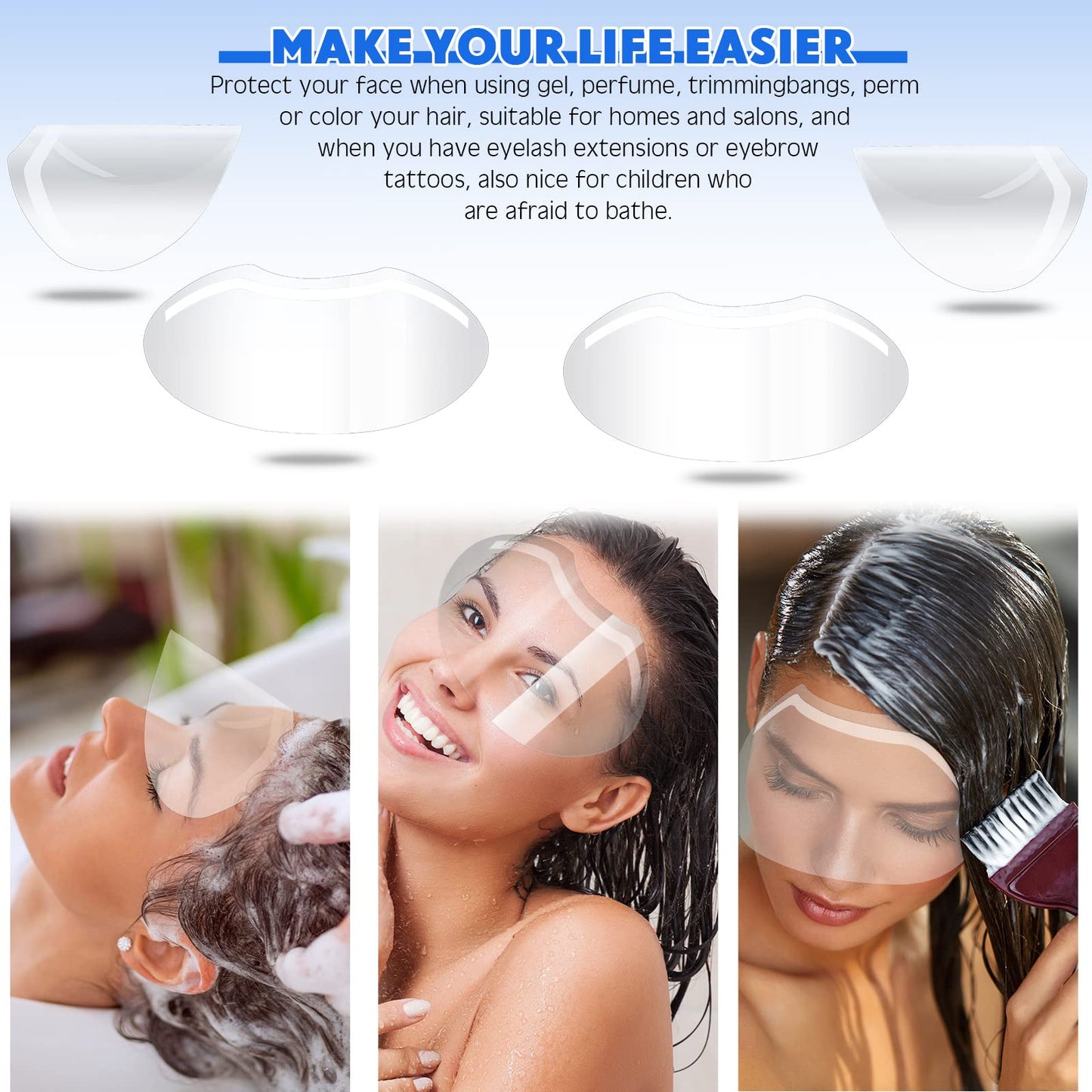 Honeydak 300 Pcs Makeup Shower Face Visors Permanent Microblading Supplies Disposable Plastic Shower Visor Clear Face Cover for Hairspray Salon Eyelash Extensions Eyelid Aftercare