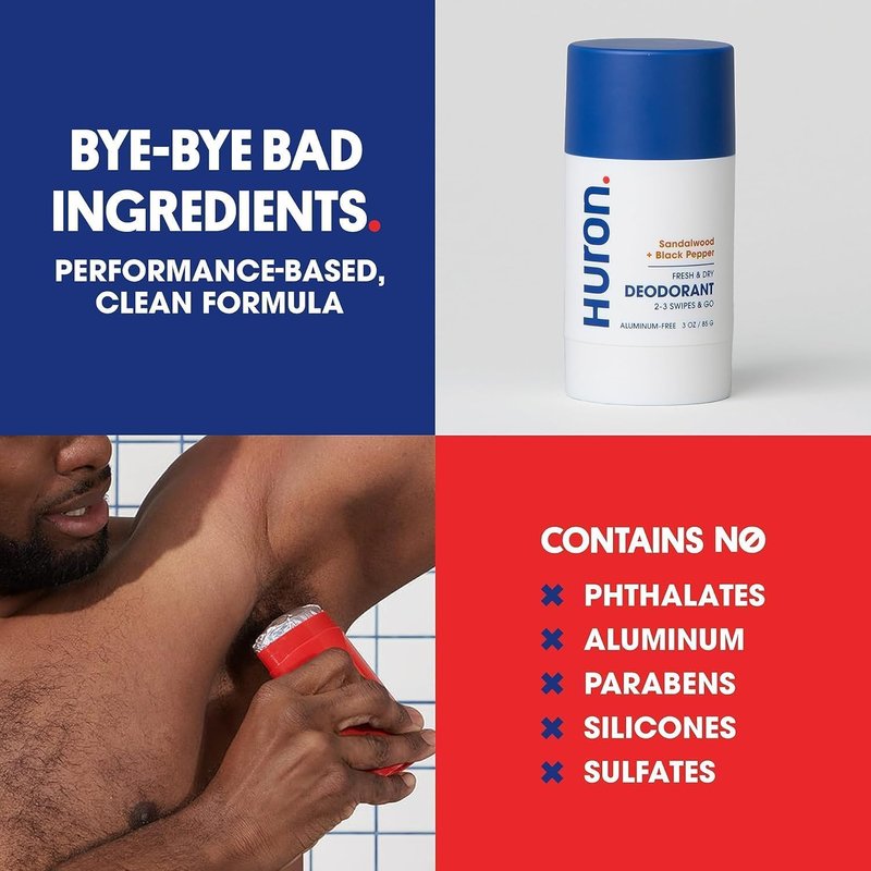 Huron Deodorant for Men and Women, 48-Hour Odor Protection, Aluminum-Free Deodorant with Citrus + Eucalyptus Scent, Moisturizing, Phthalate-Free, Non-Toxic Clean Ingredients, 3.2 Oz (Pack of 2)