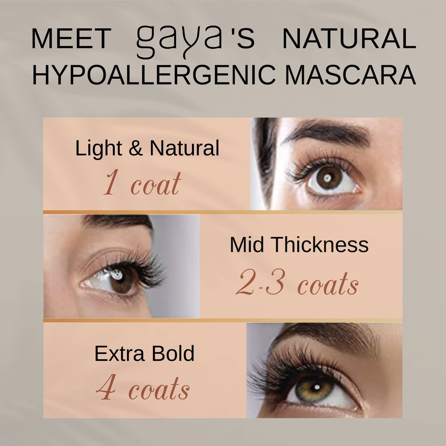 Vegan Black & Brown Mascara for Sensitive Eyes, Natural Hypoallergenic mascara, Lengthening and Volumizing for Natural Looking, Cruelty Free, Ophthalmologist Tested- By Gaya cosmetics