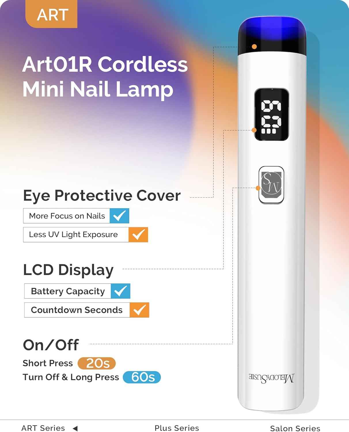 Nail Dust Collector with Handheld UV Light for Gel Nails - MelodySusie