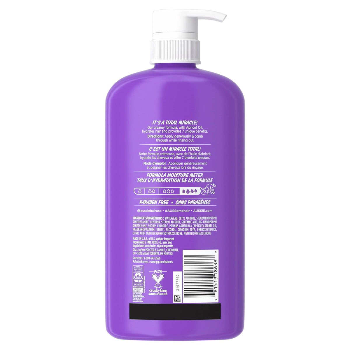 Aussie Total Miracle 7 Benefits Hair Conditioner for Damaged Hair, for All Hair Types, Paraben-Free, 30.4 fl oz, 4-pack