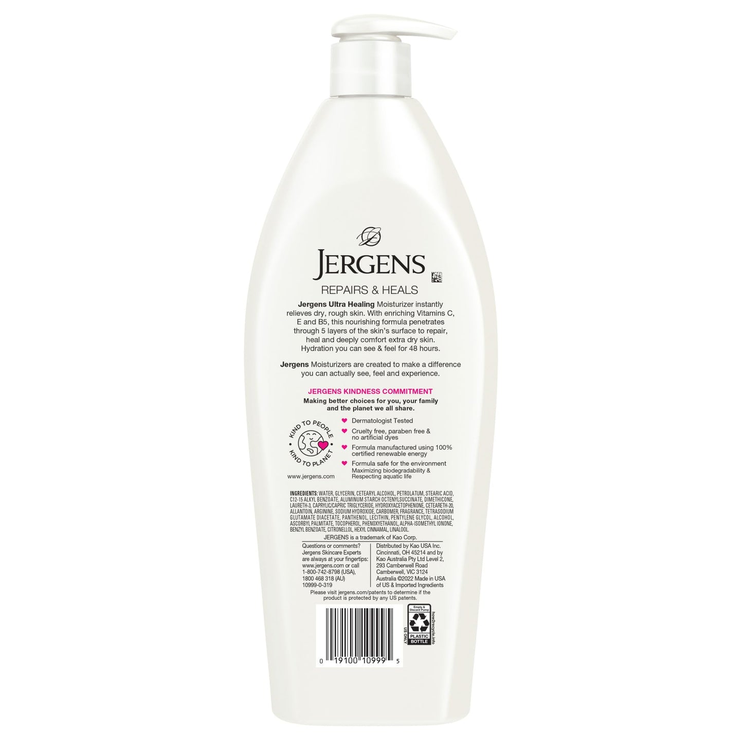 Jergens Ultra Healing Dry Skin Lotion, Hand and Body Moisturizer for Quick Absorption into Extra Dry Skin with Hydralucence Blend, Vitamins C, E and B5, White, 21 oz, Pack of 3