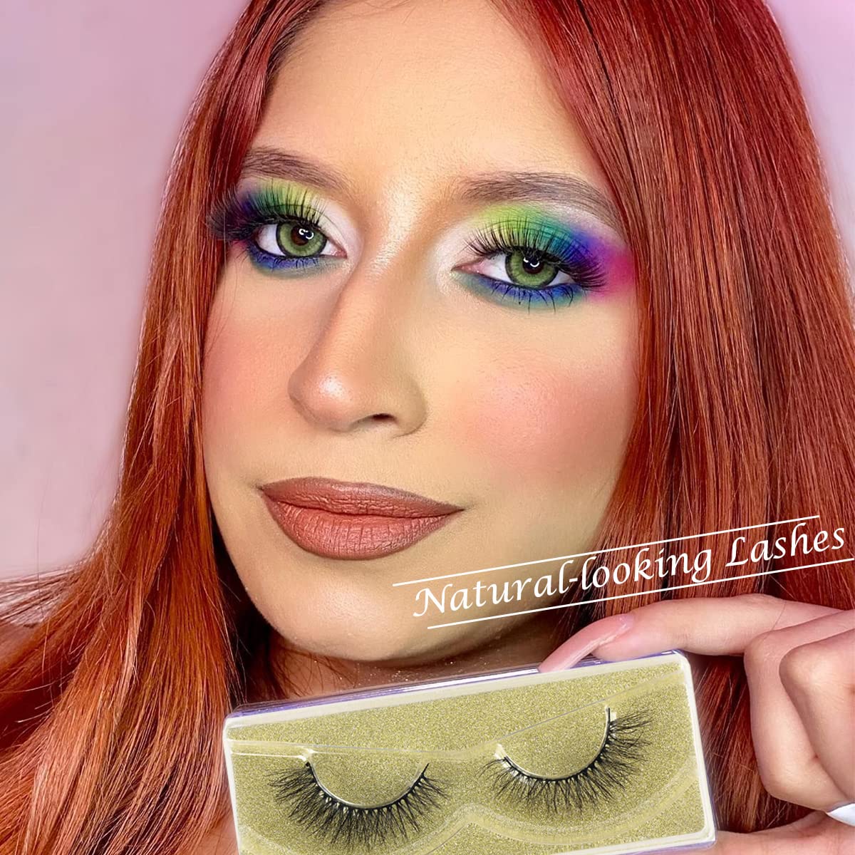 Fluffy Mink Eyelashes - 50 Pairs 5D Faux Mink Short Cat Eye Lashes | Soft Wispy Strip Lashes in Portable Pack