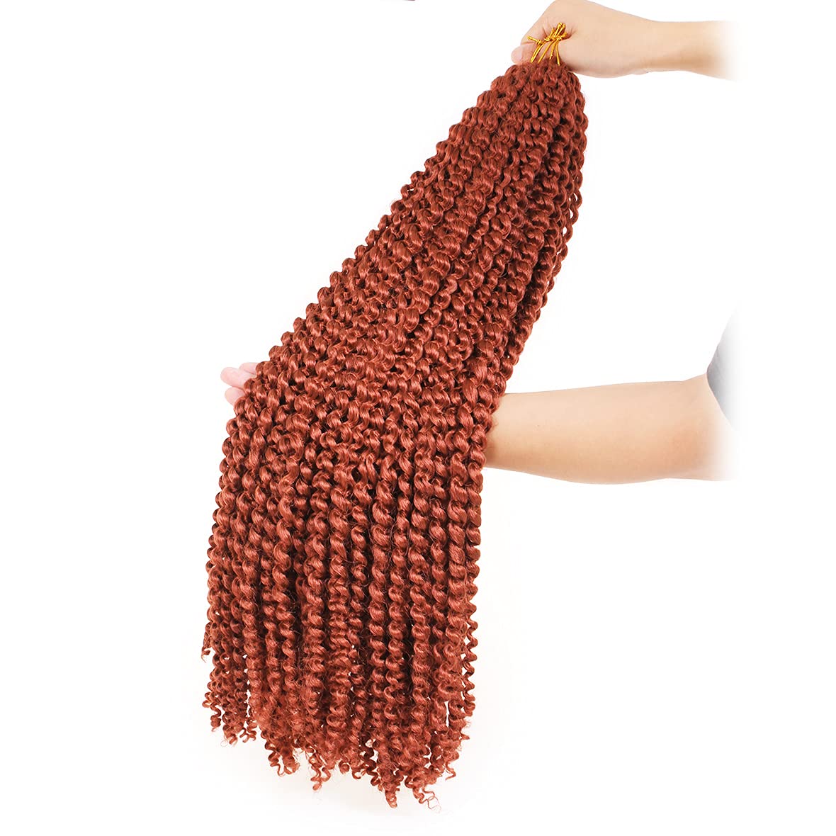 Copper Red Passion Twist Crochet Hair - 30 Inch Water Wave Extensions for Butterfly Locs | Synthetic #350