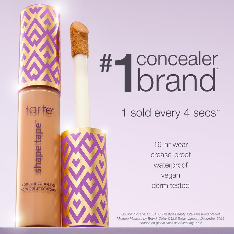 tarte shape tape concealer – Full-Coverage Creaseless Soft Matte Finish, Brightening Under-Eye & Face Makeup, 16hr Longwear, Vegan & Cruelty-Free, full size, 60H mahogany honey