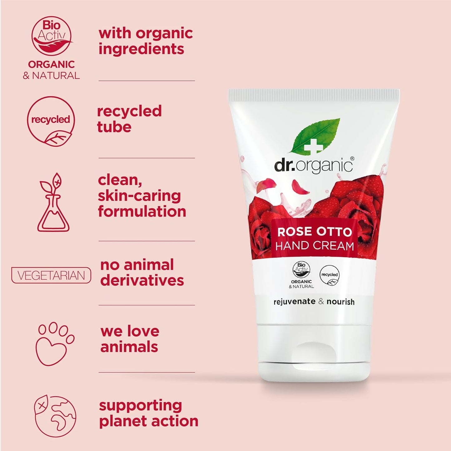 Organic Rose Otto Hand & Nail Cream - Nourishing Moisturizer for Soft Skin