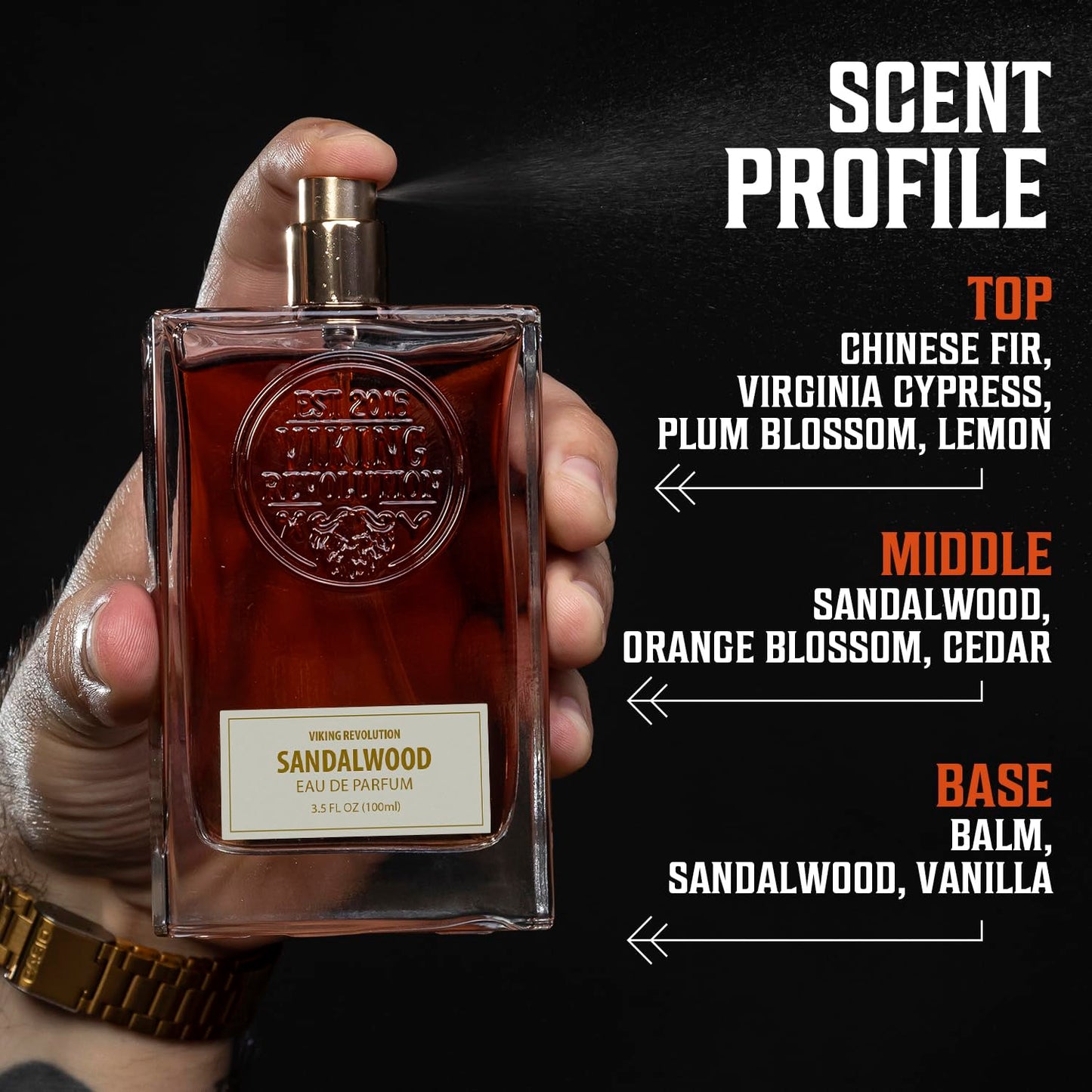 Sandalwood Cologne for Men - Woody Eau de Parfum with Cedar, Cypress & Vanilla | 3.5 Fl Oz Gift