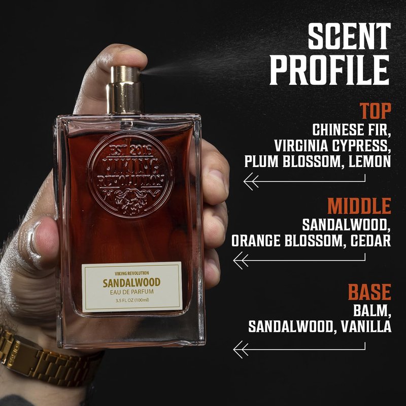 Sandalwood Cologne for Men - Woody Eau de Parfum with Cedar, Cypress & Vanilla | 3.5 Fl Oz Gift