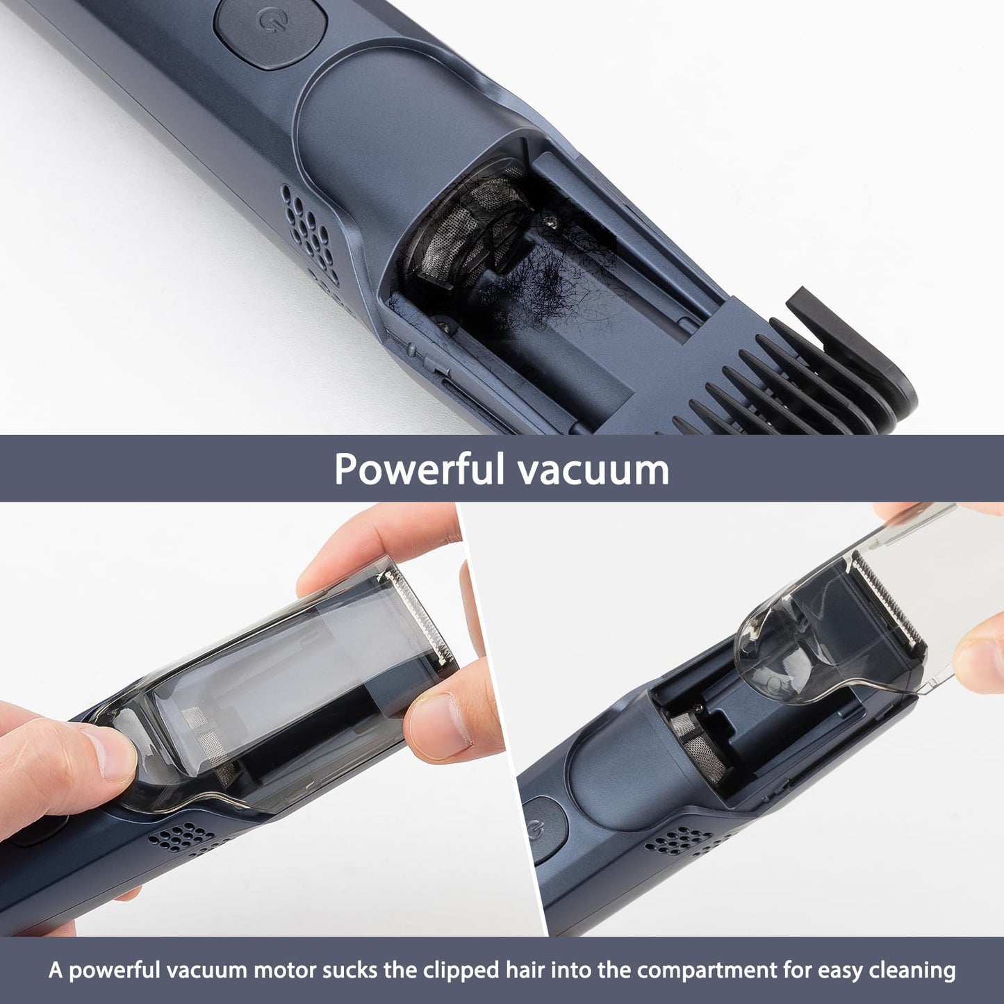 Vacuum Beard Trimmer for Men with 20 Length and Styles Adjustable, Built-in Vacuum Trimmer for Mustache, Sideburns, Facial Hair, Rechargeable Mustache Trimmer