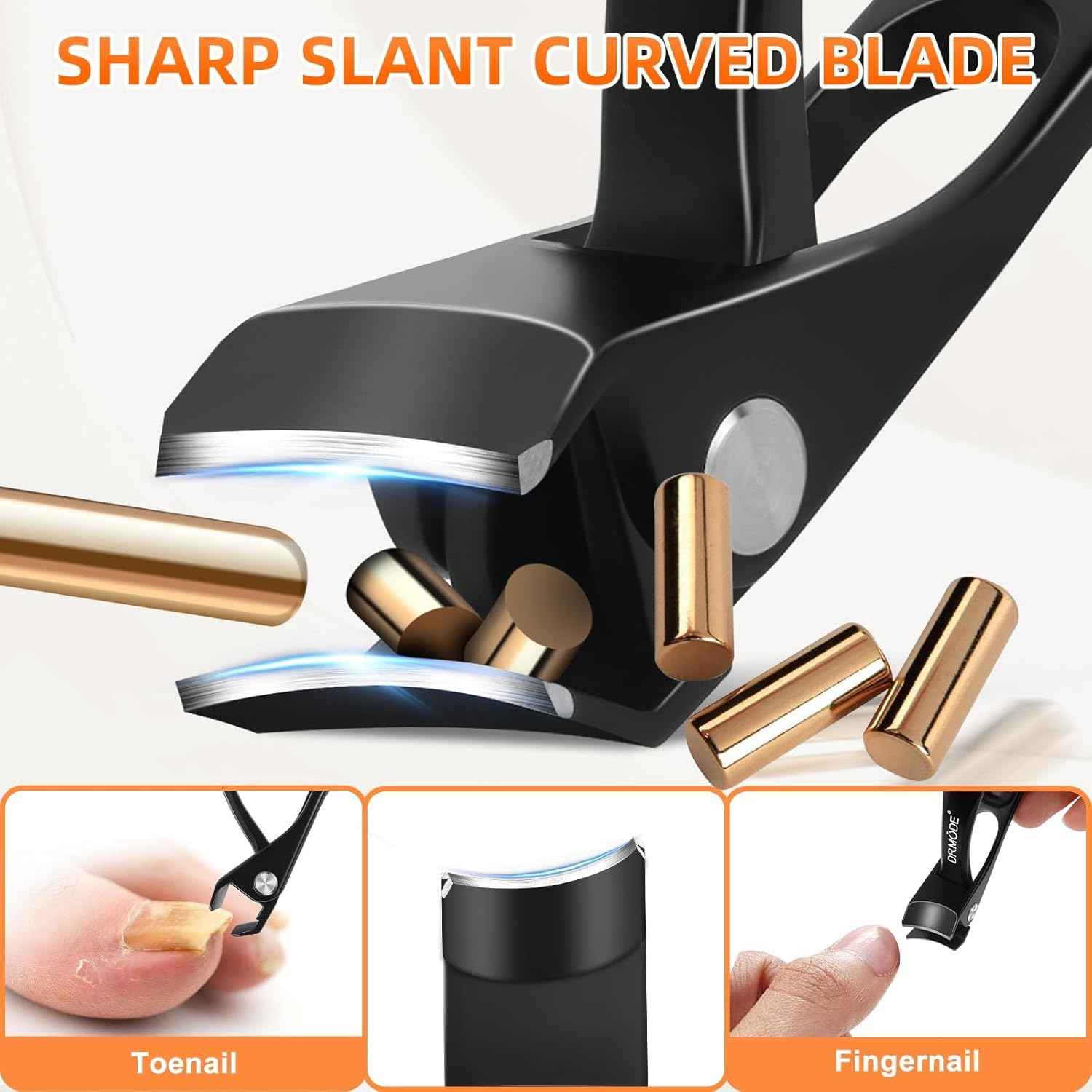 Slanted Toenail Clippers for Thick Toenails - Angled Head Nail Trimmers for Seniors