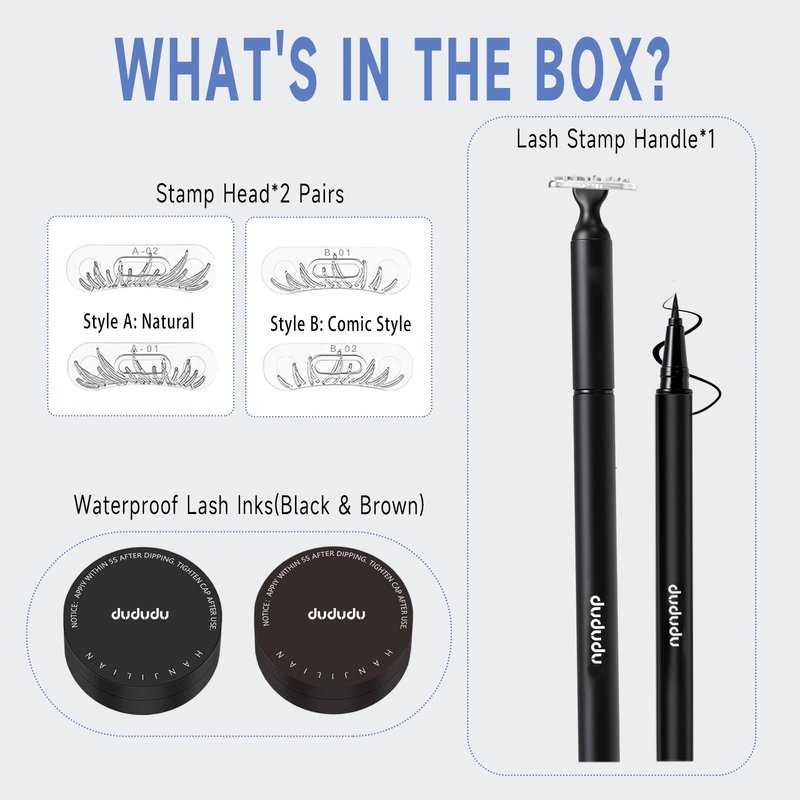 DUDUDU Lower Lash Stamp, Eyeliner Lash Stamp for Bottom Lashes, 2-IN-1 Ultra-Fine Waterproof Eyeliner Pen, Long-Lasting Smudge-Proof Eye Makeup Tool, Natural Lower Lash Stamp for Women