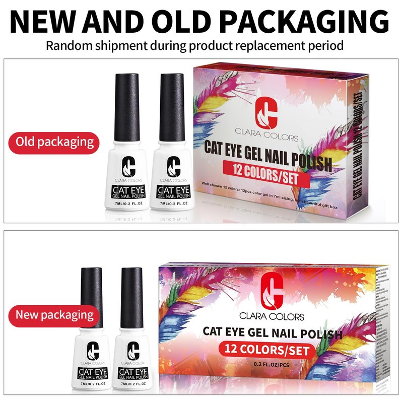 Clara Colors 12 Colors Cat Eye Gel Nail Polish Set Not Black Magnetic Nail Polish Set Holographic Glitter 9D Galaxy Series Cat Eye Gel Polish Set with 2 Magnet Stick for Home DIY Soak Off UV LED