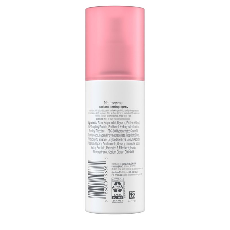 Neutrogena Healthy Skin Radiant Setting Spray, Long-Lasting Face Mist with Antioxidants & Pep-tides, Lightweight Hydrating Formula Locks Makeup for Glowing, Refreshed Skin, 3.4 fl. Oz