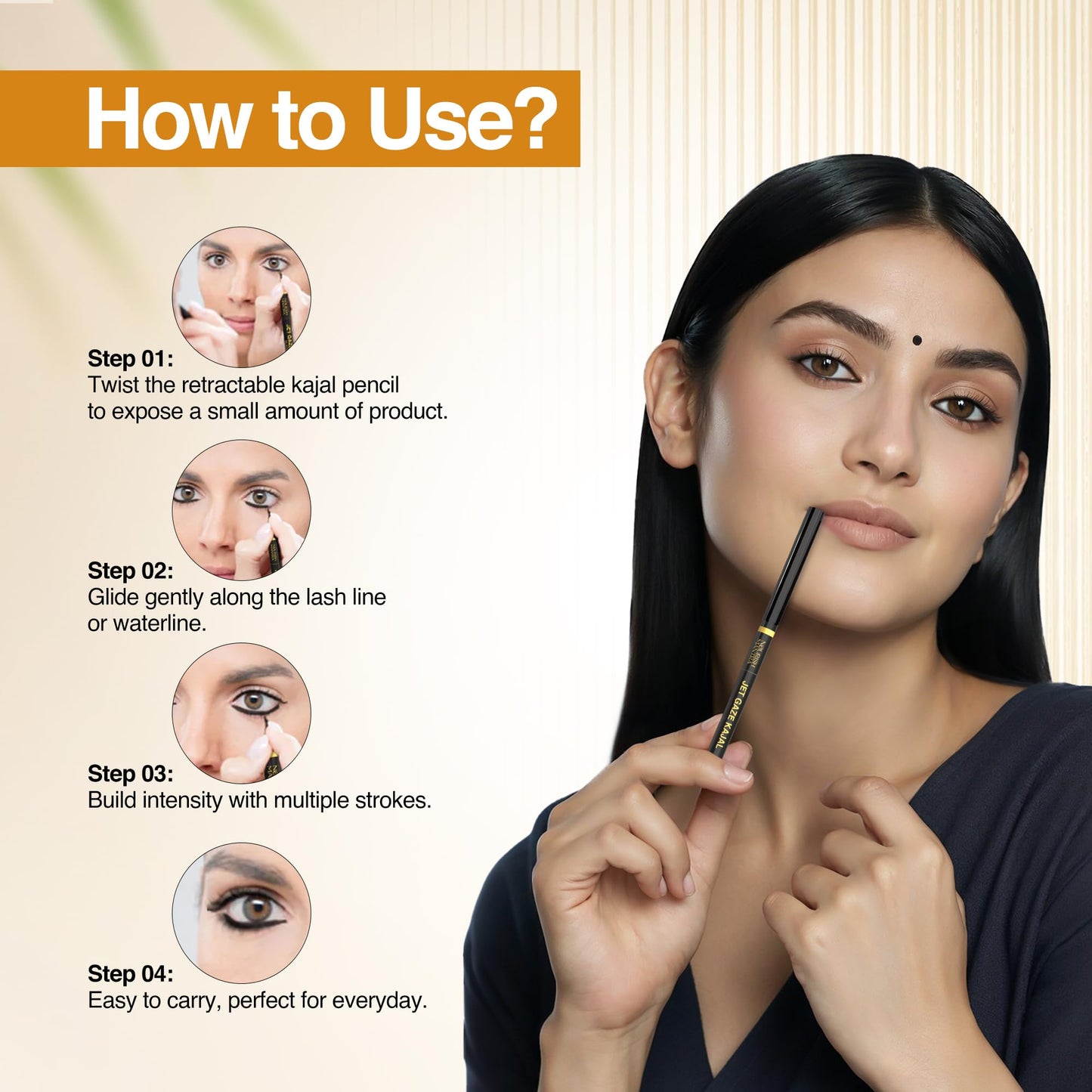 NOURISH MANTRA Jet Gaze Kajal Urban Rani - Combo - Black & Black 0.35g/ with Almond Oil, Argan Oil & Vitamin E/Intense Pigmentation/Smudge Proof/Water Proof/Long Lasting