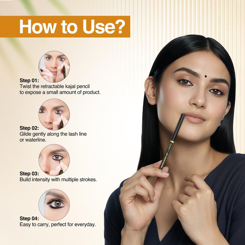 NOURISH MANTRA Jet Gaze Kajal Urban Rani - Combo - Black & Black 0.35g/ with Almond Oil, Argan Oil & Vitamin E/Intense Pigmentation/Smudge Proof/Water Proof/Long Lasting