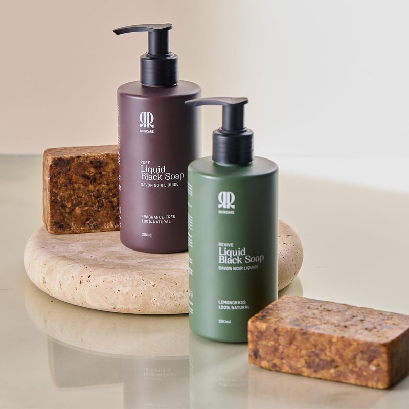 R&R Skincare Revive Liquid African Black Soap - Hydrating Shea Butter Cleanser for All Skin Types | 8.5 fl oz